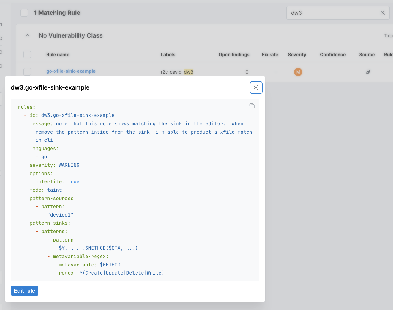 The YAML file shows the ID with label information